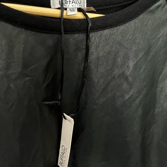 BUFFALO DAVID BITTON LONG SLEEVE SHIRT: FAUX LEATHER FRONT; NWT - Picture 3 of 3